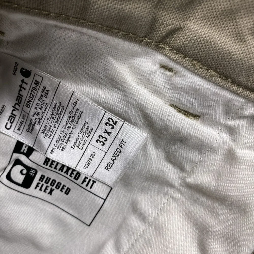 Carhartt Pants Men's Rugged Flex Duck Canvas Carpenter BN3279-M. Size 33x32 - Picture 4 of 8